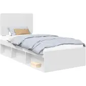 vidaXL Bedframe met hoofdeinde Wit 90 x 200 cm Massief grenenhout