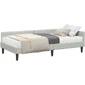 vidaXL Hoekbedframe met Matras Anders 2 st Lichtgrijs Fluweel