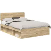 vidaXL Bedframe Sonoma Eik 150 x 200 cm Massief grenenhout