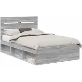 vidaXL Bedframe Grijs Sonoma 120 x 190 cm Massief grenenhout