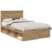 vidaXL Bedframe Ambachtelijk Eiken 135 x 190 cm Massief grenenhout