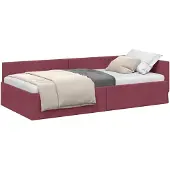 vidaXL Hoek Bed Frame met hoofdeinde Wijnrood 90 cm x 190 cm Stof