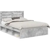 vidaXL Bedframe met hoofdeinde Beton 160 x 200 cm Massief grenenhout