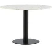 QUVIO Ronde Eettafel - Wit Marmer - Zwart Staal - Kaj Serie