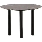 QUVIO Eettafel - Ronde Blikvanger - Zwart en Donkerbruin