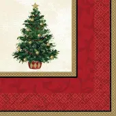 Amscan Servetten Kerstboom 33 X 33 Cm Papier Rood/goud 16 Stuks