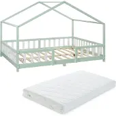 En.casa Kinderbed Treviolo met uitvalbeveiliging en matras 120x200 mint []