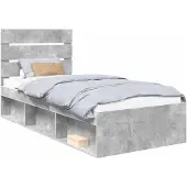 vidaXL Bedframe Betonnen Grijs 90 x 190 cm Massief grenenhout