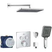 SANITINO - Doucheset met thermostaat en inbouwhuis Grohe, kielle accessoires, chroom SANI21GKK003