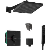 SANITINO - Doucheset met thermostaat en inbouwdeel hansgrohe, accessoires kielle, mat zwart SANI21HHK403