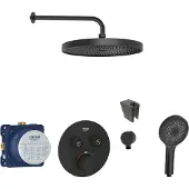 SANITINO - Doucheset met thermostaat en inbouwlichaam Grohe, kielle accessoires, mat zwart SANI21GKK400