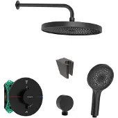 SANITINO - Doucheset met thermostaat en inbouwdeel hansgrohe, accessoires kielle, mat zwart SANI21HKK402