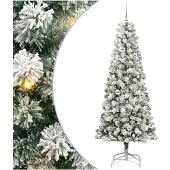 vidaXL Kunstmatige Hinged Kerstboom met 300 LED Groen en Wit 210 cm