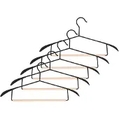 QUVIO Kledinghanger - Set van 5 - Zwart en hout