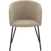 QUVIO Tini Eetkamerstoel - Moderne Elegantie - Zwart en Beige Stof