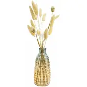 QUVIO Glazen vaas met patroon - 6 x 14,5 cm - Geel met blauw