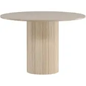 QUVIO Ronde eettafel - Whitewash - MDF en fineer - Moderne eetkamer