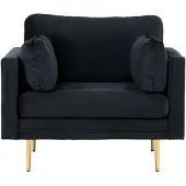 QUVIO Rochester Fauteuil - Fluweel Zwart - Gouden Stalen Poten
