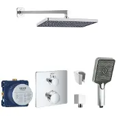 SANITINO - Doucheset met thermostaat en inbouwhuis Grohe, kielle accessoires, chroom SANI21GKK007
