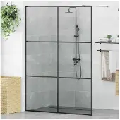 vidaXL - Inloopdouchewand - Zwart - 140 - x - 195 - cm - gehard - glas