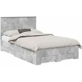 vidaXL Bedframe met lade Beton Grijs 135 x 190 cm Bewerkt hout