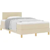 vidaXL Boxspring bed met kussen met hoofdeinde Crème 120 x 190 cm Stof