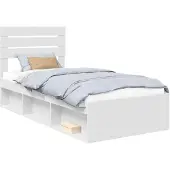 vidaXL Bedframe met hoofdeinde Wit 100 x 200 cm Massief grenenhout