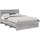 vidaXL Bedframe met hoofdeinde Grijs Sonoma 140 x 200 cm Bewerkt hout