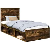 vidaXL Bedframe Rook Eiken 90 x 190 cm Massief grenenhout