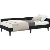 vidaXL Hoekbedframe met Matras Anders 2 st Zwart Fluweel