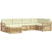 vidaXL Buiten bank set 6 st Wit en crèmekleurig Polyester