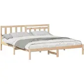 vidaXL Bedframe met hoofdeinde Bruin 160 x 200 cm Massief grenenhout