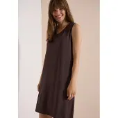Cecil Dames Knielange jersey jurk met V-hals - Bruin - XXL