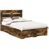 vidaXL Bedframe met lade Rook Eiken 120 x 190 cm Bewerkt hout