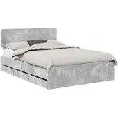 vidaXL Bedframe met lade Beton Grijs 150 x 200 cm Geconstrueerd hout