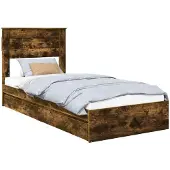 vidaXL Opbergbed met lade Rook Eiken 75 x 190 cm Bewerkt hout