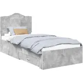 vidaXL Bedframe met lade Beton Grijs 90 x 200 cm Bewerkt hout