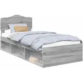 vidaXL Bedframe Grijs Sonoma 75 x 190 cm Massief grenenhout
