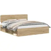 vidaXL Bedframe Sonoma Eiken 200 x 200 cm Massief grenenhout