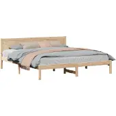vidaXL Bedframe Bruin 200 x 200 cm Massief grenenhout