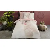 Muller Textil Good Morning Kinderdekbedovertrek Off-White Kittenmotief Katoen - 140 x 200/220 cm