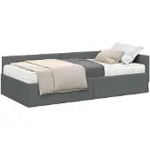 vidaXL Hoekbedframe met Matras 2 st Donkergrijs 90 x 190 cm Stof