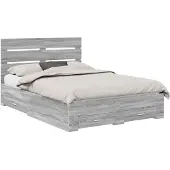 vidaXL Bedframe met lade Grijs Sonoma 140 x 190 cm Bewerkt hout