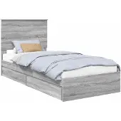 vidaXL Opbergbed met lade Grijs Sonoma 75 x 190 cm Bewerkt hout