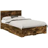 vidaXL Bedframe met lade Gerookt eiken 120 x 190 cm Bewerkt hout