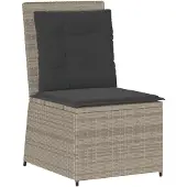 vidaXL Tuin Sofa met kussen Lichtgrijs poly rattan