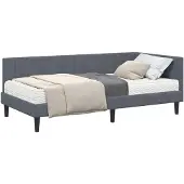 vidaXL Hoekbedframe met Matras met hoofdeinde 2 pcs Grijs Fluweel