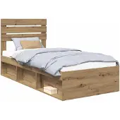 vidaXL Bedframe Ambachtelijk Eiken 100 x 200 cm Massief grenenhout