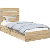 vidaXL Opbergbed met lade Sonoma Eik 100 x 200 cm Bewerkt hout