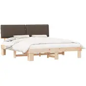 vidaXL Bedframe met Gevoerde Hoofdbord Taupe 180 x 200 cm